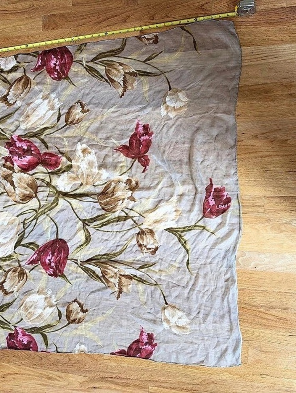 1980s/90s Saks Fifth Avenue Floral Silk Scarf in Gray & Pink 100% silk